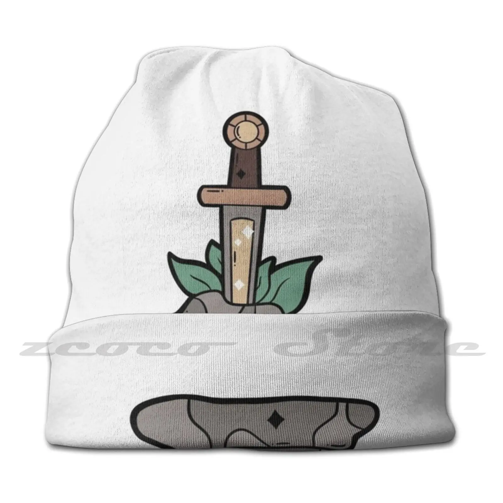 Sword In The Stone Personalized Pattern Knit Hats Plus Size Elastic Soft Cap Merlin Sword Stone