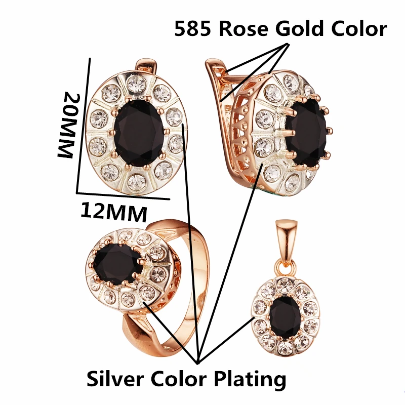 New Fashion Women Jewelry Sets 585 Rose Gold Silver Color Bridal Wedding Earring  Jewelry Sets