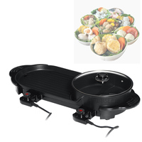 2 in 1 220v 2200W Indoor Ourdoor Electric BBQ Grills Hot Pot Smokeless Nonstick Equipment Nonstick Roasted Barbecue Pan Cooker