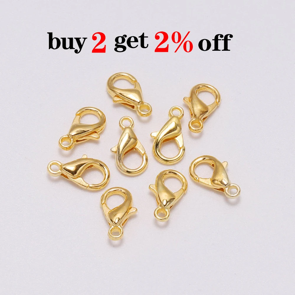 50pcs/lot 10*5mm Jewelry Findings Gold  Lobster Clasp Hooks For DIY Handmade Necklace Bracelet Chain Wholesale Accessory