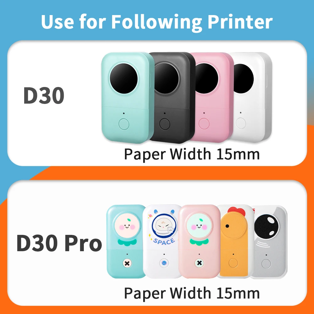 Phomemo D30 Thermal Sticker Tickets Paper D30 Label Printer Self-Adhesive Transparent Square Round Name Labels Paper 3 Rolls/Box