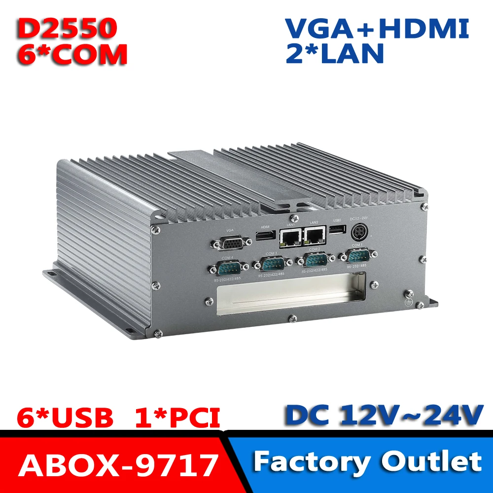 2 LAN ATOM D2550  DC12V Industrial Mini PC Support PCI