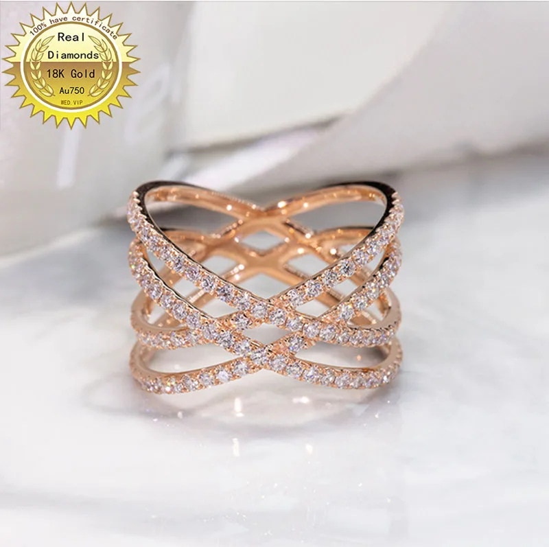 18k gold ring Natural Real 1ct Diamond Ring Engagement&Wedding Jewellery have certificate 0029