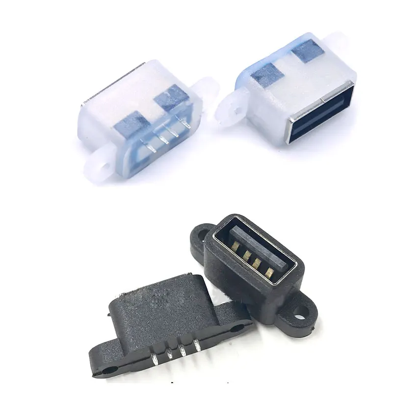 1PCS Waterproof USB 2.0 charging data tail plug-in USB built-in interface Port Connector Plug Jack Socket