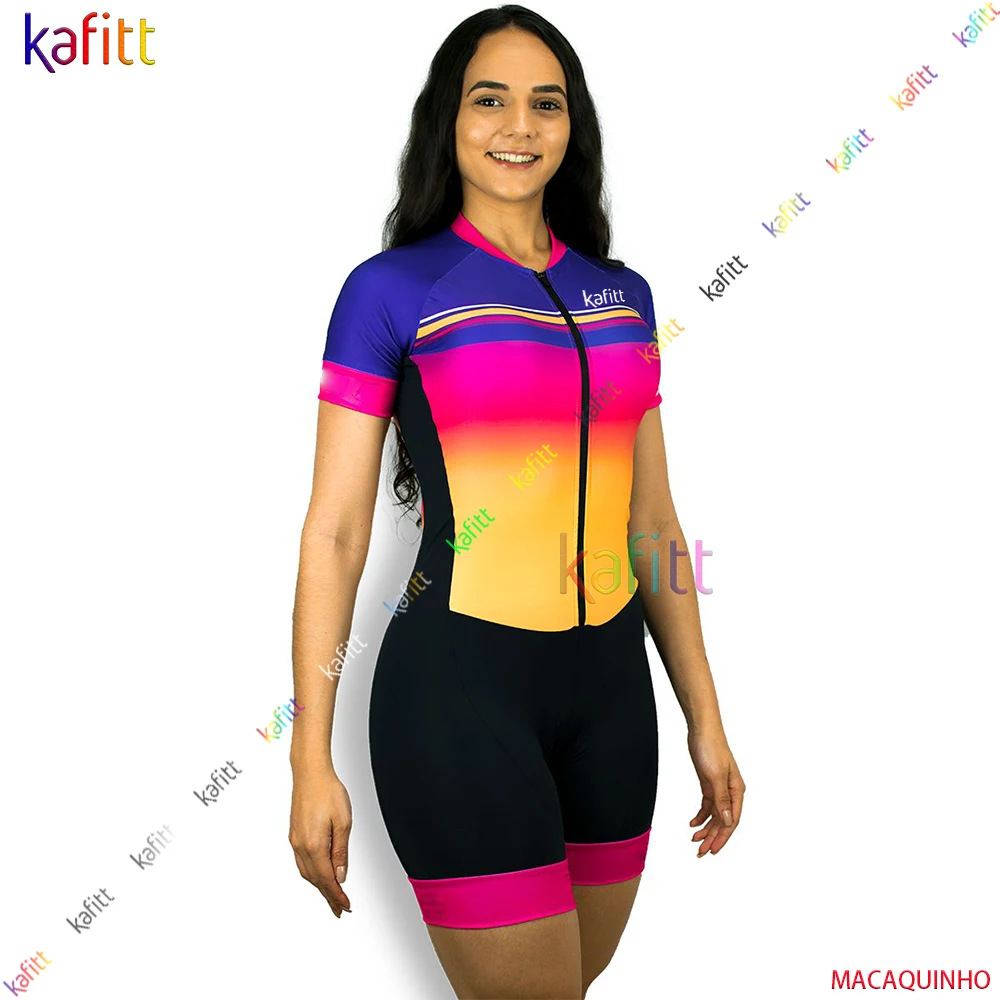 Macaquinho Kaffit Women's Triathlon Cycling Short Jumpsuit Summer Clothing Wholesale Cheap