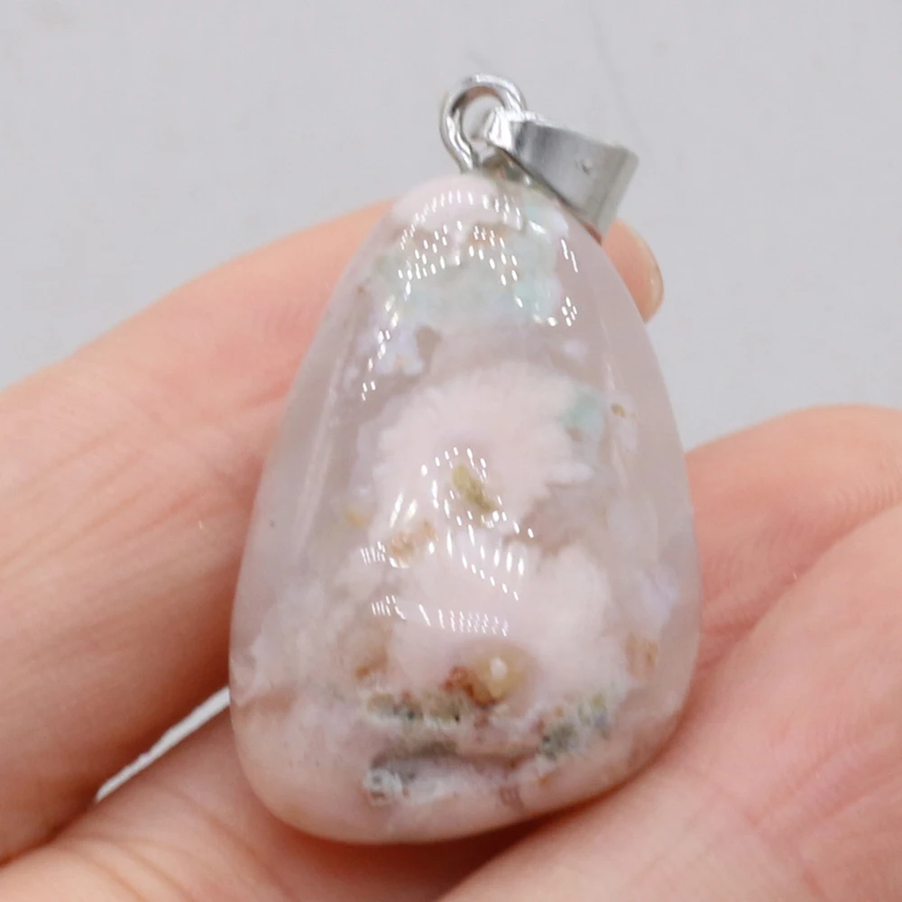 Natural Semi-precious Stone Pendant Irregular Cherry Blossom Agate for DIY Jewelry Making Necklace Size15x20-18x25