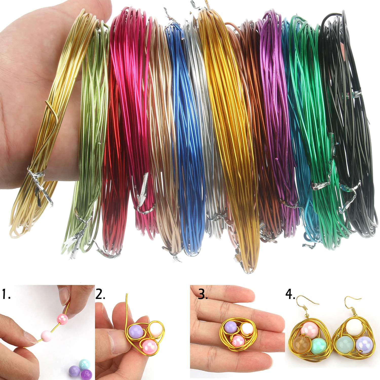 Alambre de aluminio redondo de 1mm/1,2mm/1,5mm/2mm/2,5mm/3mm, alambre de Metal de aluminio pintado versátil para accesorios de joyería DIY
