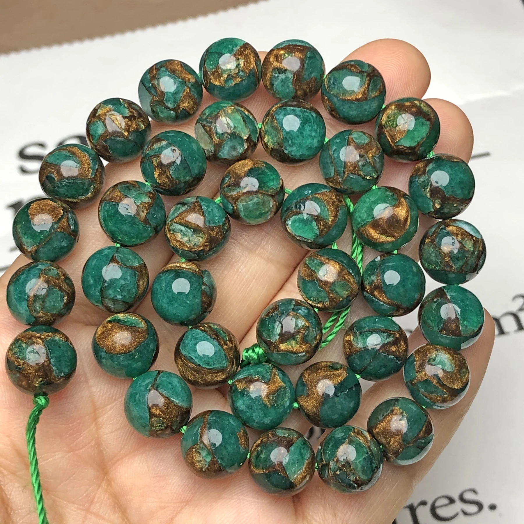 Natural Stone Gem Green Cloisonne Beads Loose Spacer Rondelle Beads For Jewelry Making 4/6/8/10MM Diy Necklace Bracelet 15\