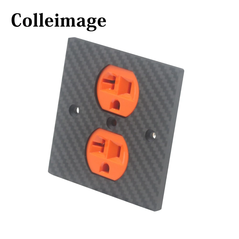 

1set HIFI 86*86 Carbon Fiber Power outlets cover wall plate Duplex Receptacle socket Audio US Dual Mains 20A AC Power Connector