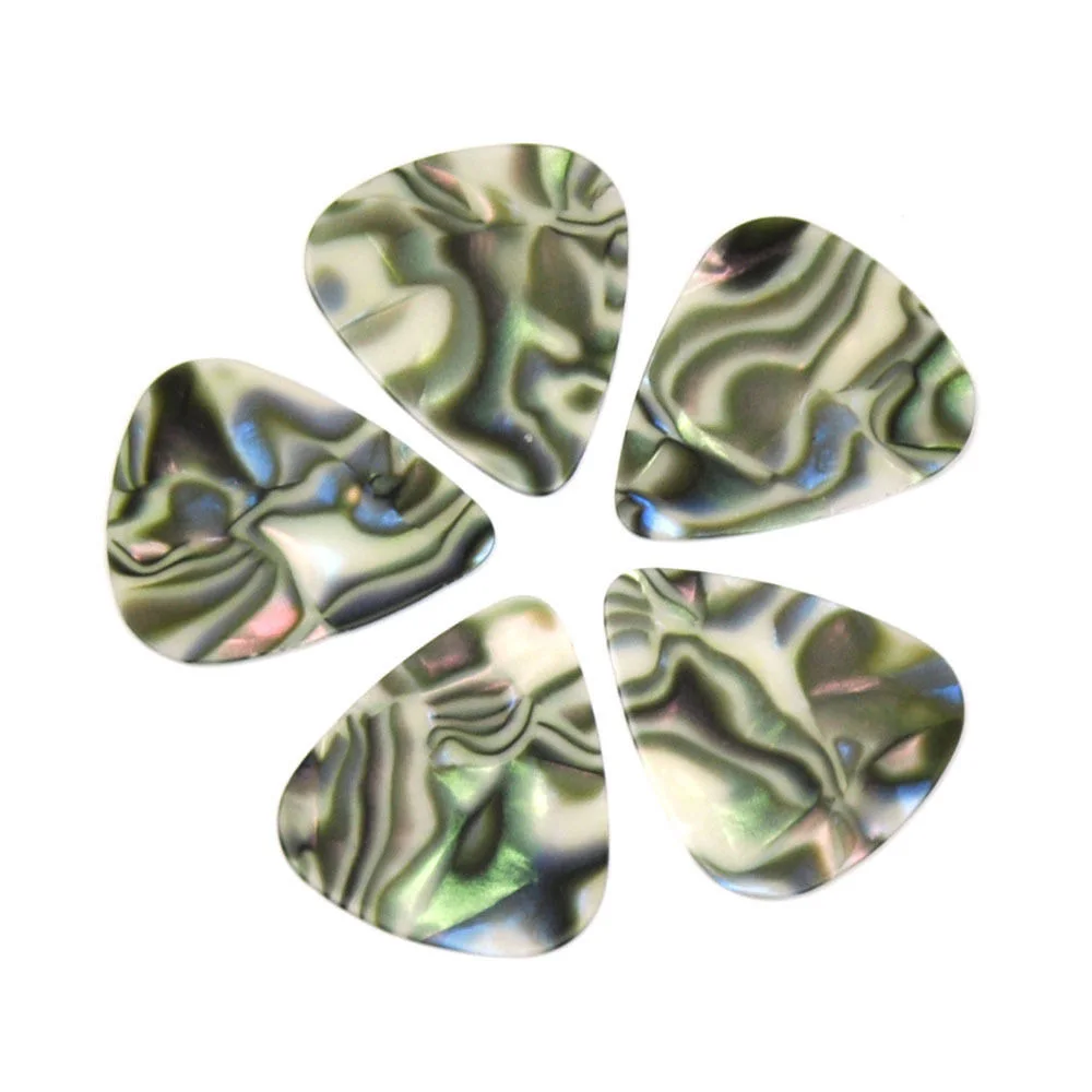 100 sztuk/partia Abalone muszla 0.71mm średni celuloid Guitar Picks plektrony do akustyczna elektryczna gitara basowa