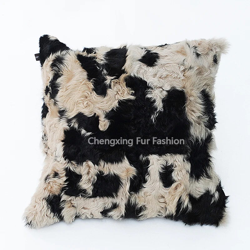 CX-D-175 New Products Fashion Mixed Colors Genuine Sheep Lamb Fur Sofa Cushion Cover