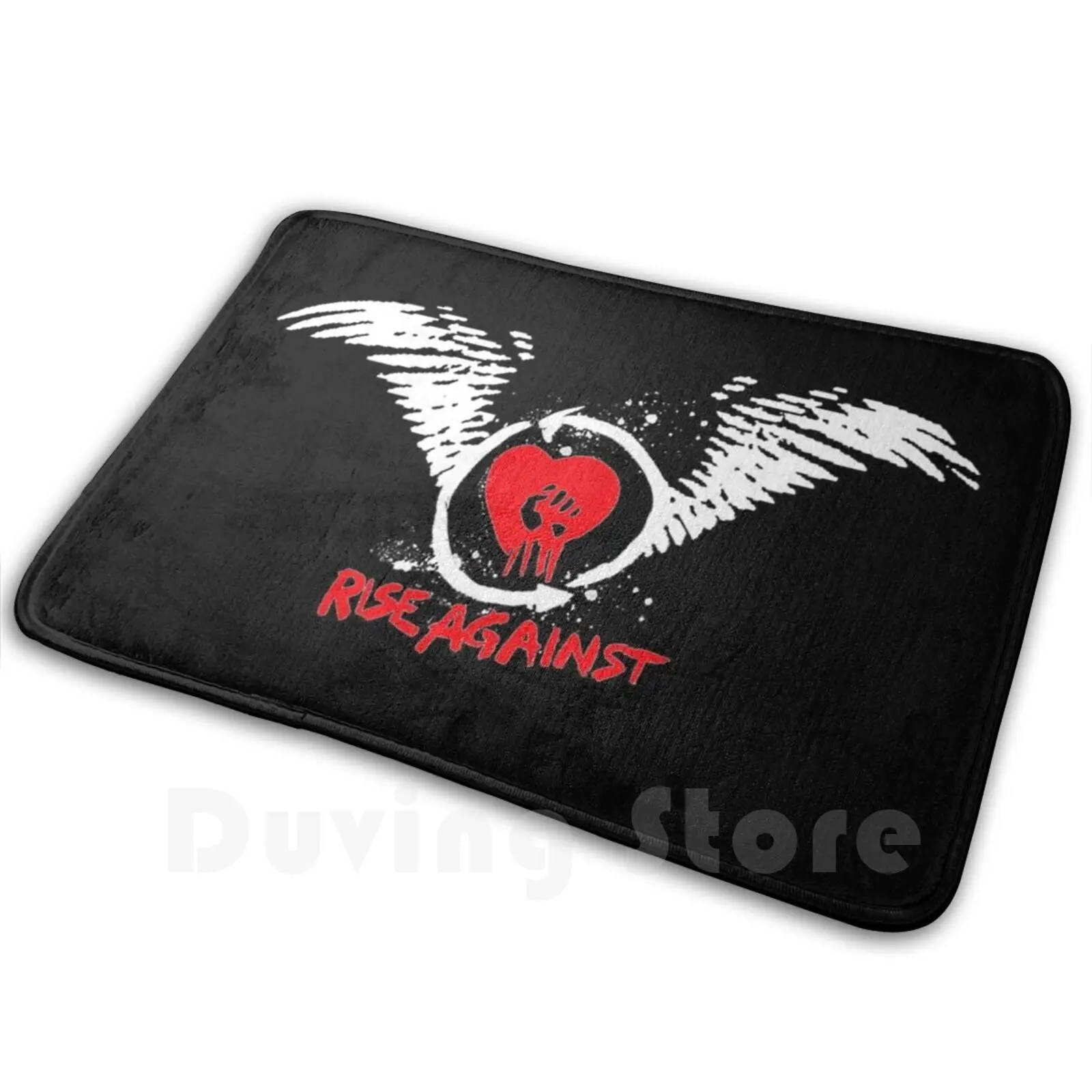 Grunge Logo , White With Red Heart. Logo Capturing The Energy Of The Legendary Punk , Rock Band. Funny Print Reusable