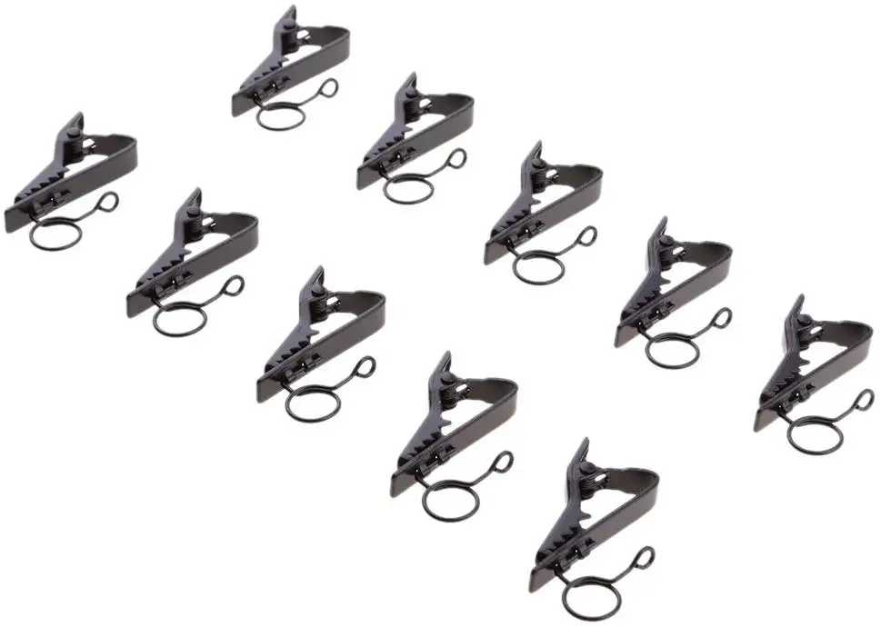 10 Pack Ring-type Metal Clip, 0.39inch (10mm) Dia Lapel/Lavalier Microphone Tie Clip Black for Lavalier Wireless Microphone Syst