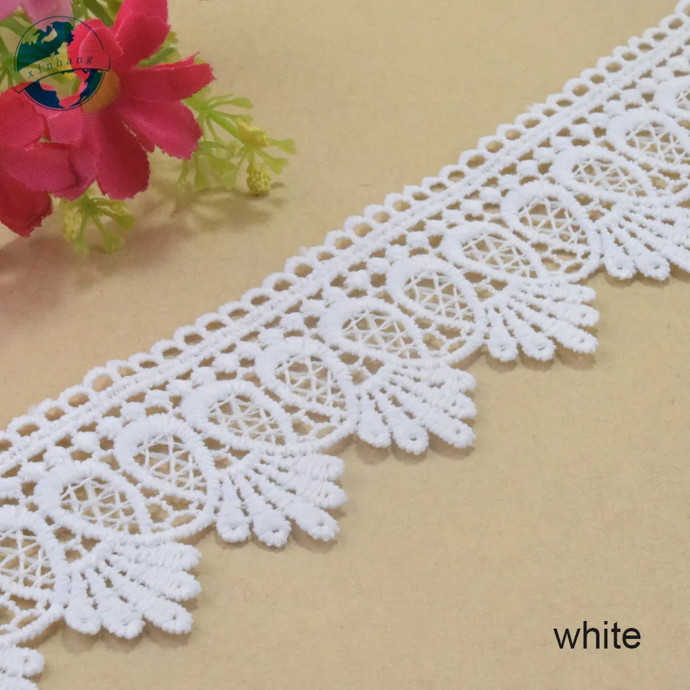 4.5cm White Polyester Lace Embroidery French Ribbon Fabric Guipure Diy Trims Warp Knitting Sewing Accessories Doll Dress#4276