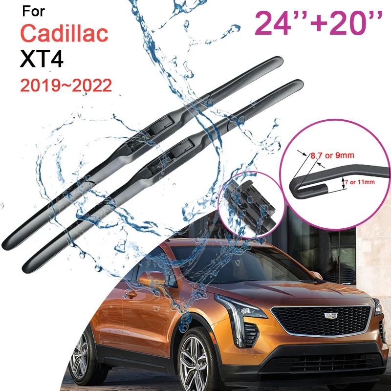 

Car Front Windshield Wiper Blades for Cadillac XT4 2019 2020 2021 2022 Models Frameless Rubber Snow Scraping Black Accessories