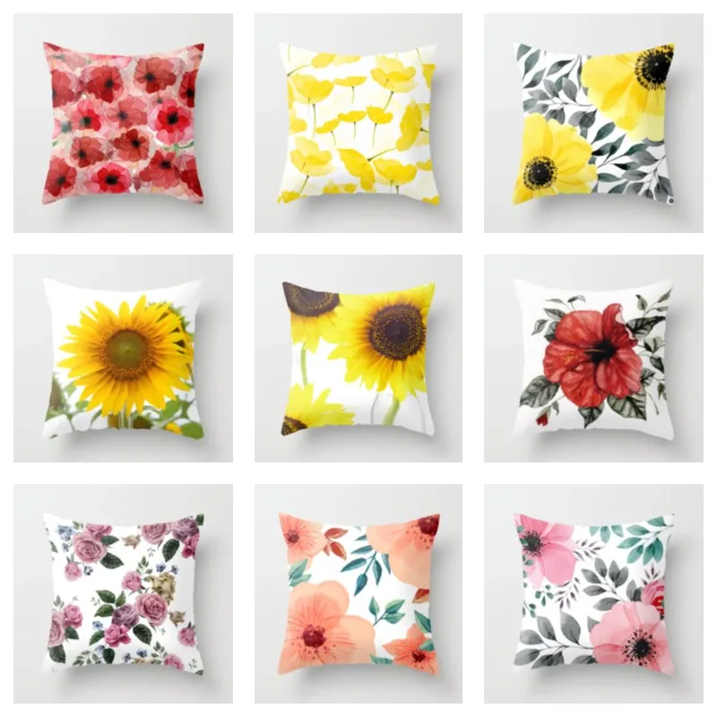 Fashion Simple Idyllic Minimalist Flowers Print Pillow Cover 16x16in 18x18in 20x20in 24x24in Short Plush Luxury Pillowcase