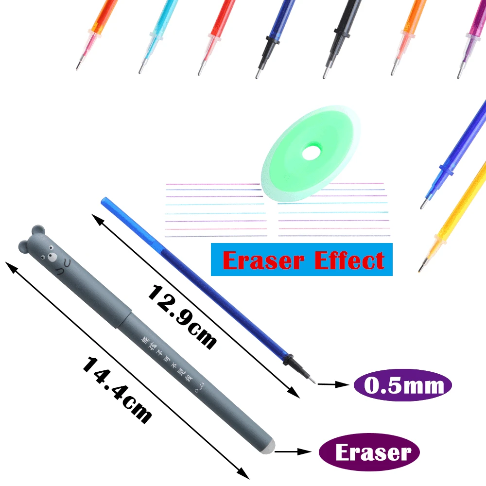 0.35mm Kawaii Erasable Pens for Writing Notebooks Girls Cute Gel Pens Office Accessories School Supplies Stationery