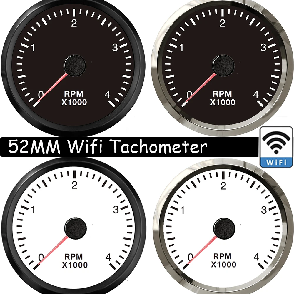 

Тахометр 2 дюйма, 52 мм, измеритель оборотов в минуту, тахометр 0-4000 об/мин, для лодки, автомобиля, мотоцикла, квадроцикла, тахометр с поддержкой Wi-Fi, белый, на заказ