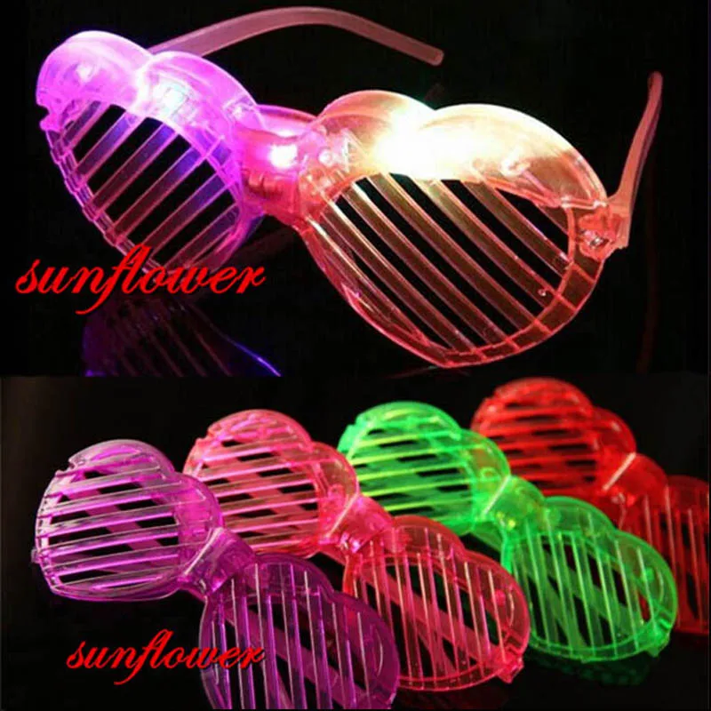 Adult Kids Heart Shutter Shades LightSunglasses Glow Neon Party Supplies  LED Glasses  Birthday Wedding  Christmas Carnival