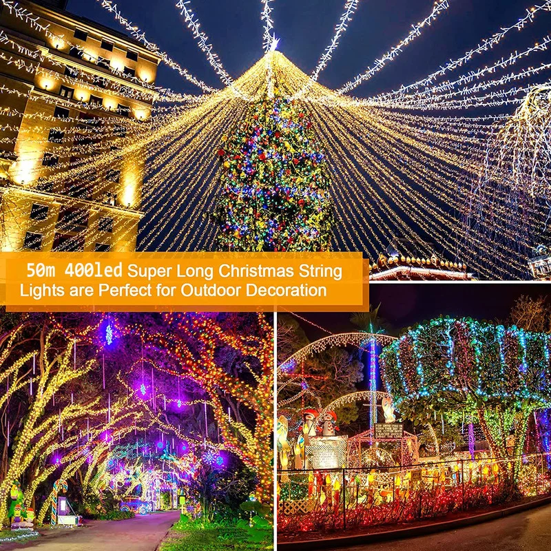 Imagem -02 - Led Fairy String Light Guirlanda Impermeável Férias Natal Natal Casamento Decoração Leve ao ar Livre 50m 400 Led