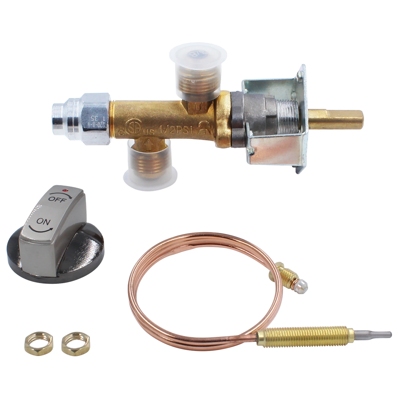 Earth Star Low Pressure Gas Safety Valve with Thermocouple and Knob for Fire Pit 600MM