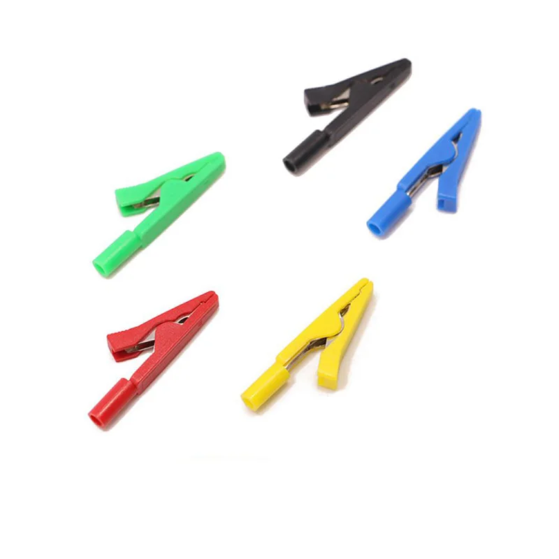 5Pcs C7187 pure copper insulated alligator clip can be welded in-line 2mm test lead medical electrode clip