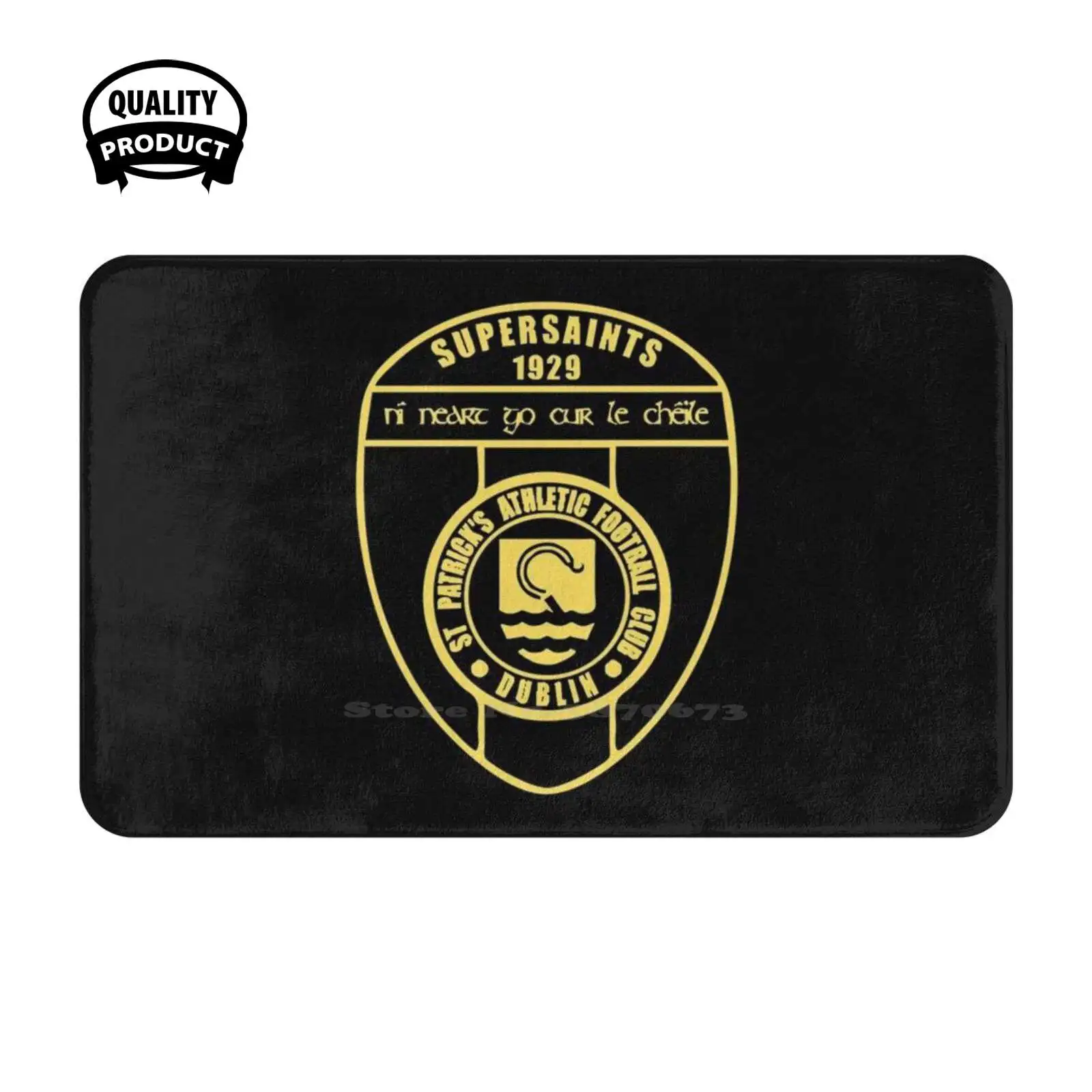 St Pats Logo Monochrome Gold Soft Cushion Home Carpet Door Mat Car Rug St Pats Stpats Inchicore Dublin Irish Football Club