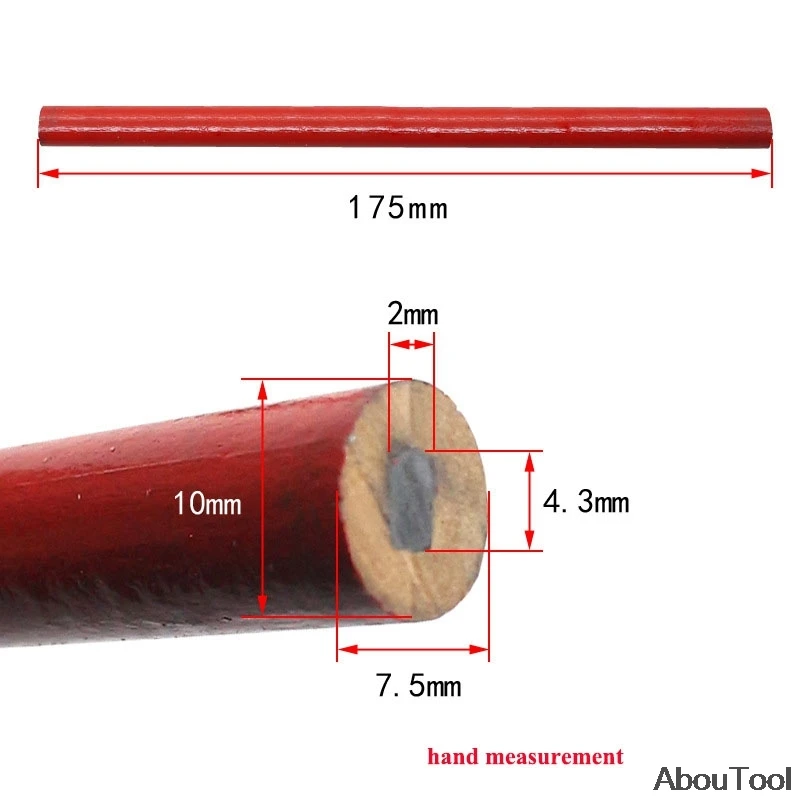 10 Uds. Lápices de carpintero, lápiz para carpintería con escala de plomo negro, herramienta de carpintero, lápiz marcador de papelería de plomo rojo azul