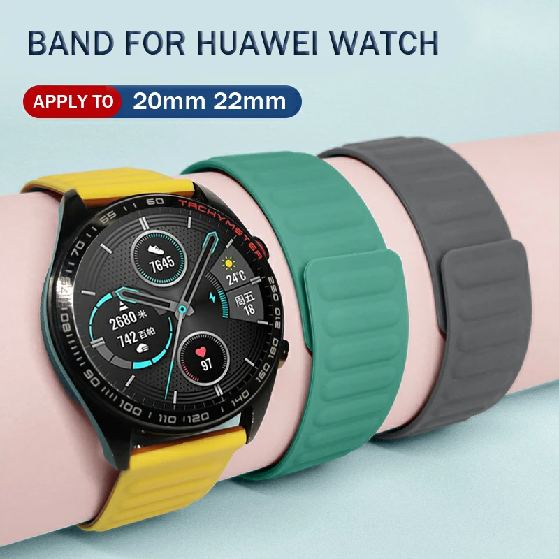 

20 22mm Silicone Wrist Strap for Huawei Watch 3 Pro Band for Huawei GT 2 Pro/GT2 46mm 42mm Magnetic Buckle Watchband Bracelet