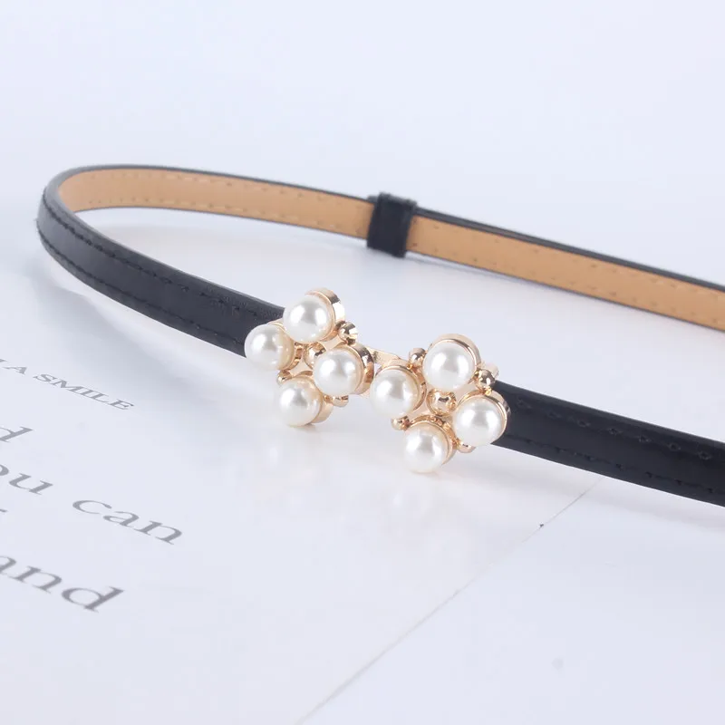 

adjustable pearl luxury fashion leather belt womem Korea waistband decorative dress female accessories