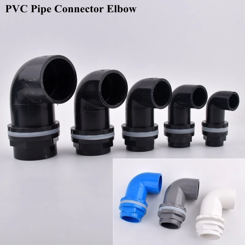 

1pc 20-50mm PVC Pipe Drainage Connector Aquarium Fish Tank Water Inlet Elbow Garden Watering Water Tank Supply Tube Drain Joint