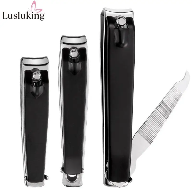 Stainless Steel Nail Art Clippers Manicure Files Cutter Nipper Machine Knife Fingernail Toenail Trimmer Care Tool Black