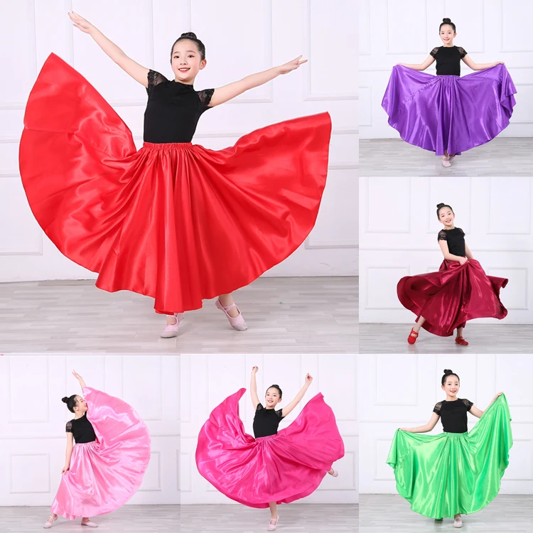 Children Flamengo Spain Dance Costume Kids 360 Degree 10colors Flamenco Dress for Girl Gypsy Belly Skirts Bullfighting