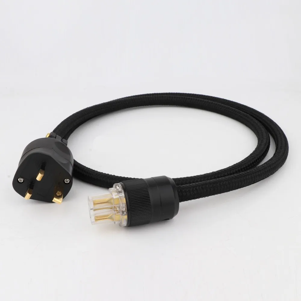 Monosaudio P903  99.998% Pure Copper Silver plated hifi power  cord Gold Plated UK IEC AC Female Male Power Plug Power Cable