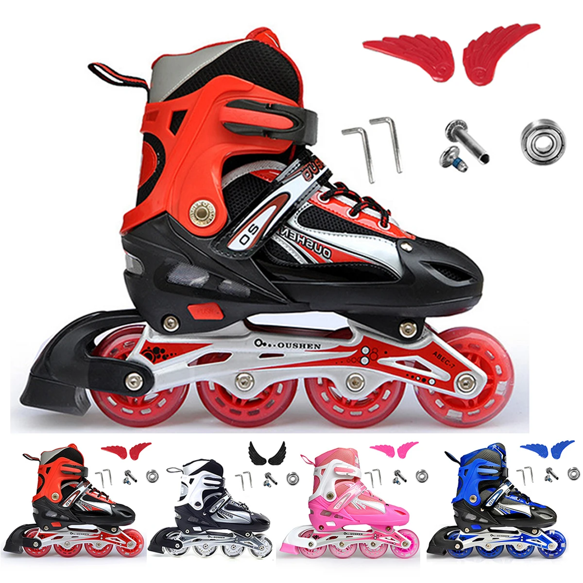 

Adjustable Inline Speed Roller Skates Shoes Skating Shoes Sneakers For Outdoor Indoor Sport Professional Children Pu 4 Wheels