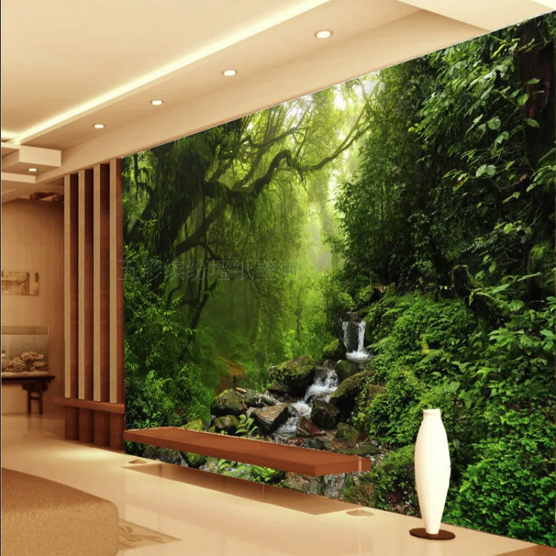 Custom 3D Photo Wallpaper Natural Sunlight Green Forest Landscape Wall Paper for Walls 3D Living Room Bedroom Background Murals