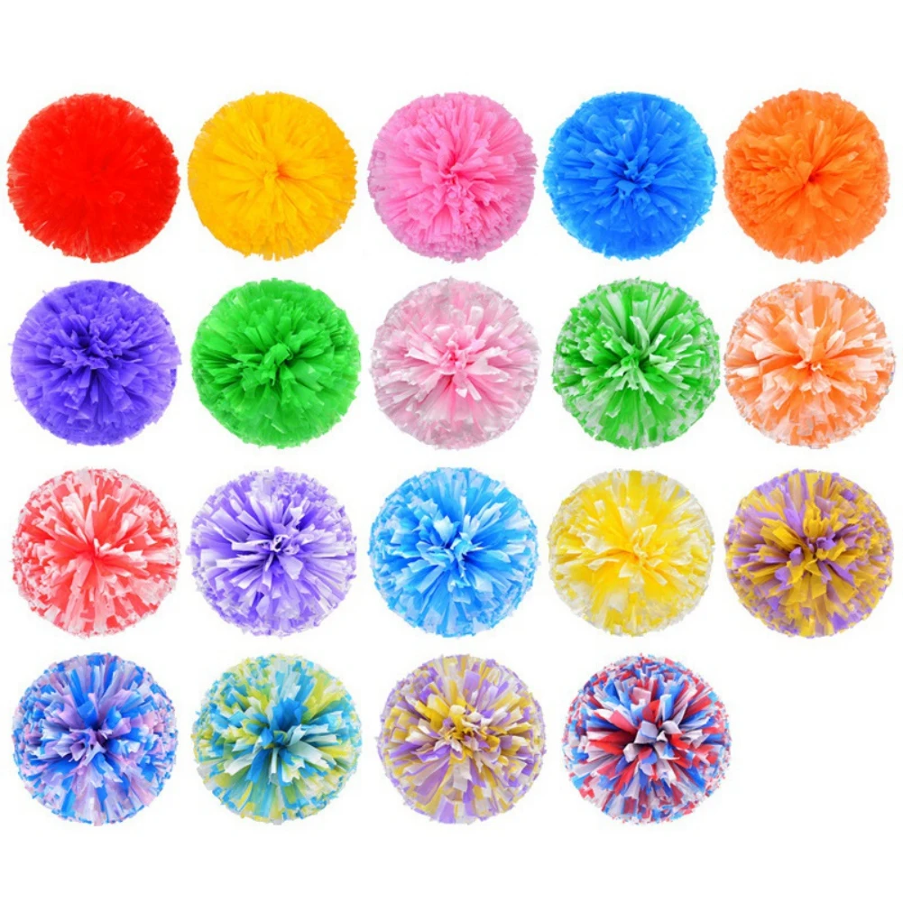 2 piece Cheerleading Pompoms colorfast no fading cheerleader pom poms  Cheer Pom Majorettes Bouquet Plastic Handles