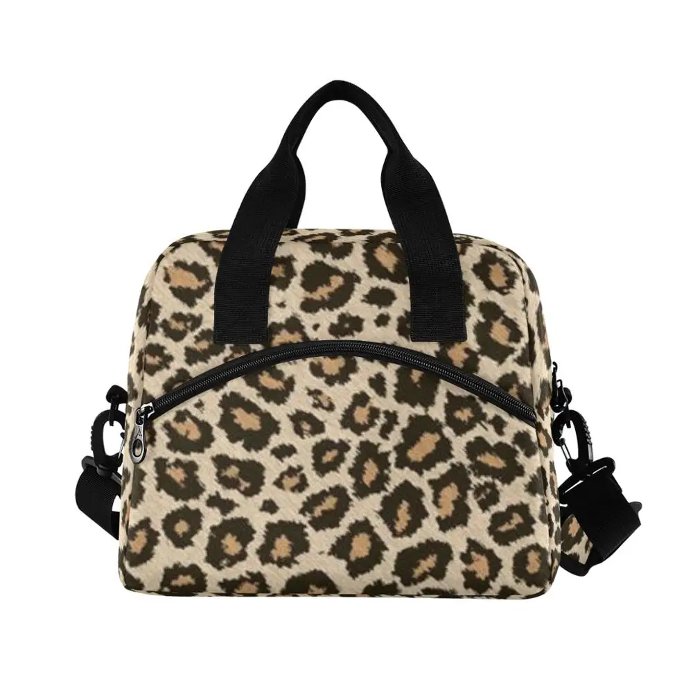 ALAZA Men Women New Insulation Thermal Lunch Bag Fresh Keeping Large Leopard Printed Tote Box Portable One Shoulder Cooler Bags