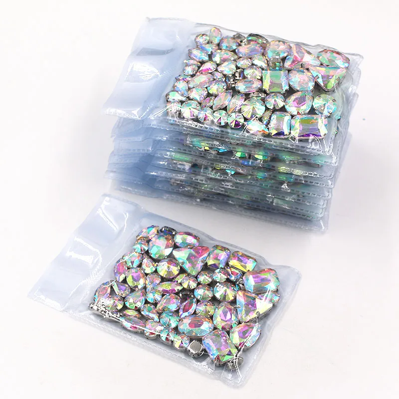 Best seller  Wholesale 5 bags mixed shape sew on glass crystal AB rhinestones diy dress/Clothing accessories