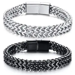 Fashion Classic Keel Titanium Steel Bracelet for Men Domineering Stainless Steel Double Row Bracelet Jewelry Gift