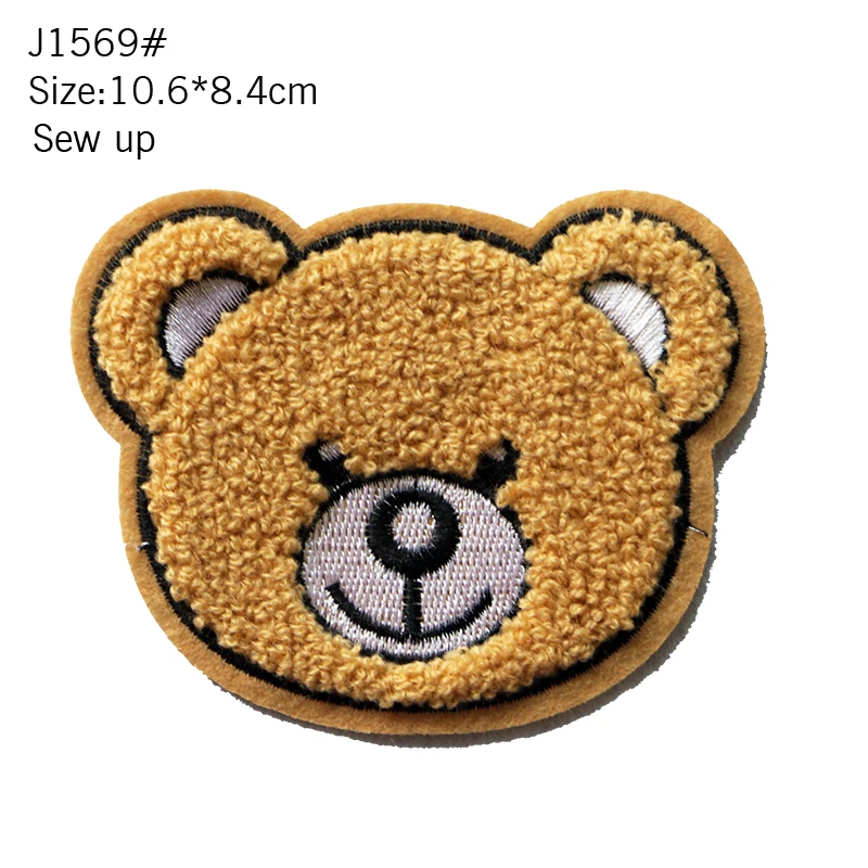 2pcs towel chenille Cute Cartoon Bear smile patch animal baby stripe Decal DIY clothing shoes and hats Badge