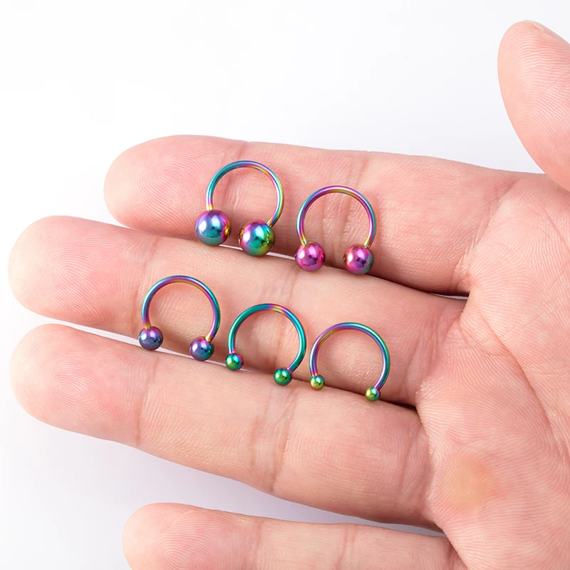 5PCS 2.5-6mm Ball Surgical Steel Horseshoe Nose Septum Rings Cartilage Helix Tragus Earring Hoop Lip Horseshoe Piercing Retainer