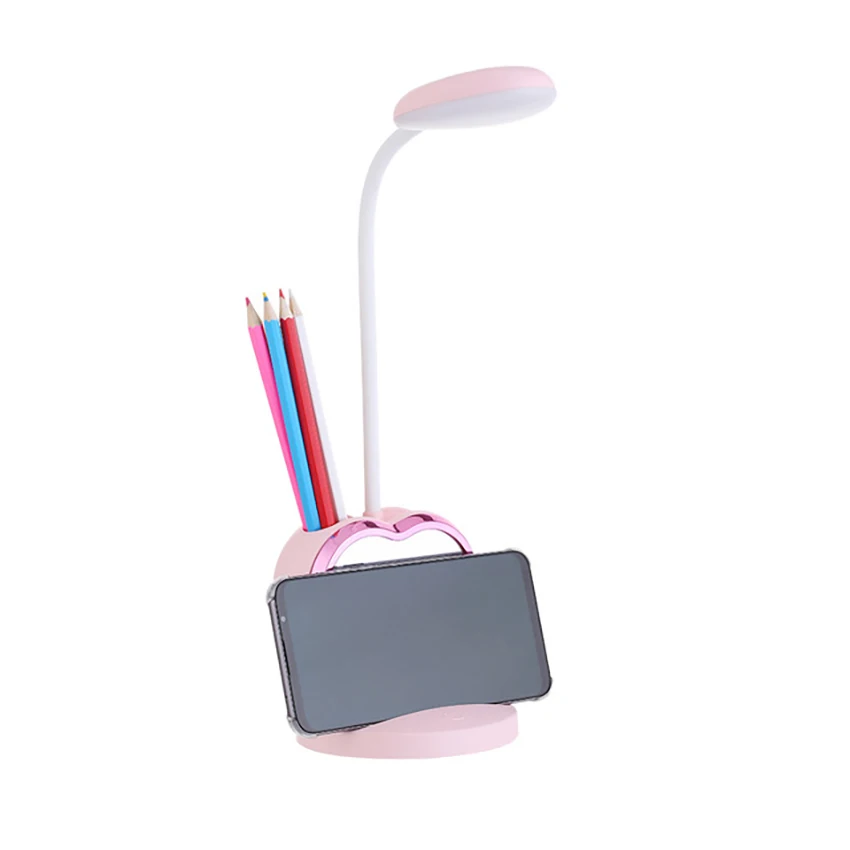 

LED Desk Lamp for Girls, Rechargeable LED Desk Lamp with USB Charging Port & Pen Holder, Eye-Caring Dimmable Learning Light