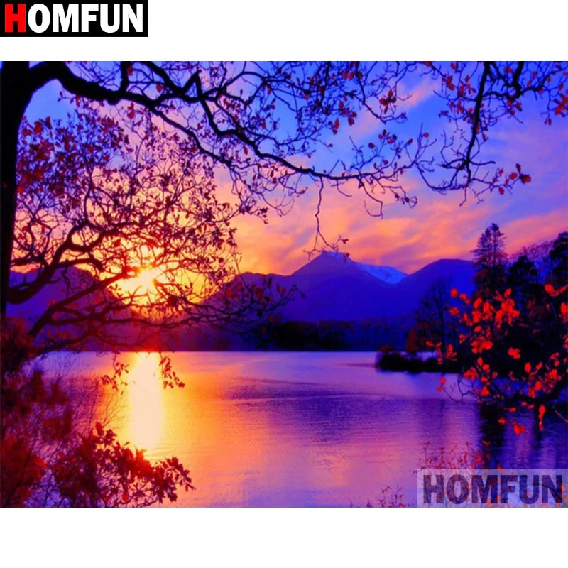 

HOMFUN Full Square/Round Drill 5D DIY Diamond Painting "Dusk beautiful scenery"Embroidery Cross Stitch 5D Home Decor Gift A27759