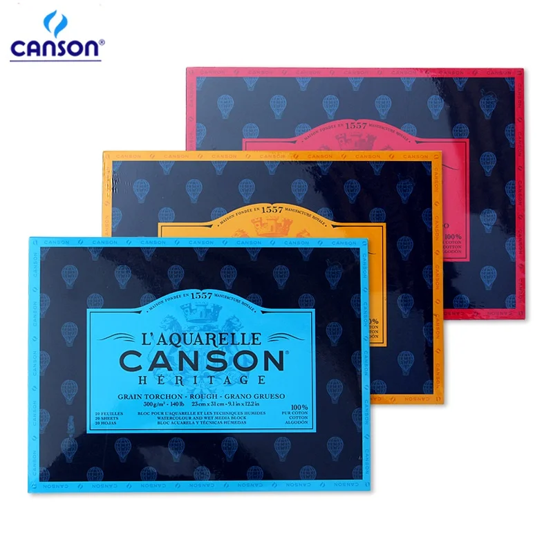 French Canson heritage series watercolor book 300g professional cotton watercolor paper 16K 8K 4K fine/medium/rough art supplies