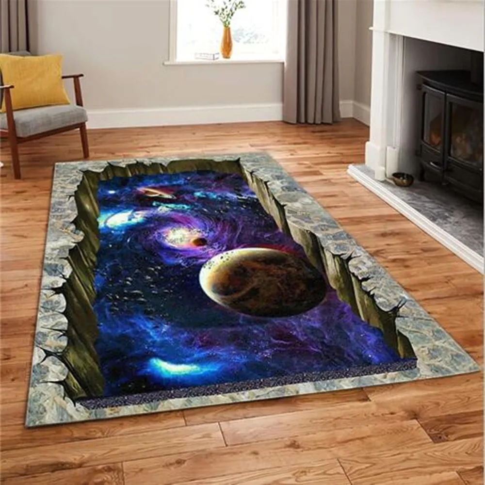 Nordic Carpet Soft Flannel play Area Rugs Galaxy Space 3D Printing Parlor Anti-slip Mat Home Decor Large Carpets for Living Room