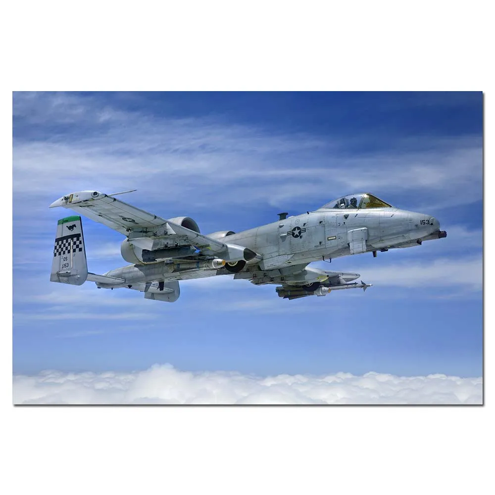 Attack Aircraft A-10 Thunderbolt II Wallpaper Wall Art Posters Canvas Cloth Fabric Print Painting for Home Decor Picture