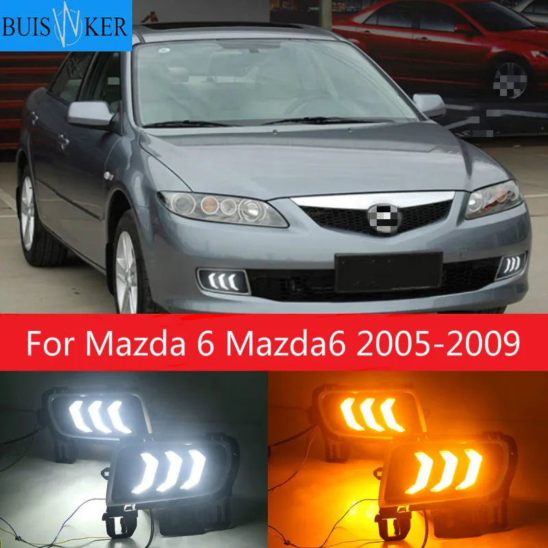 

1Pair DRL For Mazda 6 Mazda6 2005 2006 2007 2008 2009 Daytime Running Lights fog lamp cover headlight 12V Daylight