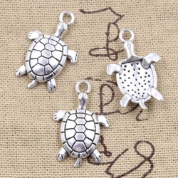 20pcs Charms Tortoise Turtle Sea 26x17mm Antique Bronze Silver Color Pendants DIY Making Findings Handmade Tibetan Jewelry