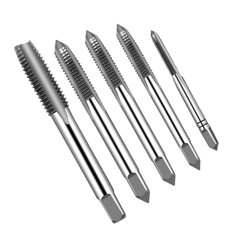 5pcs/Set HSS M3 M4 M5 M6 M8 Machine Spiral Point Straight Fluted Screw Thread Metric Plug Hand Tap Drill